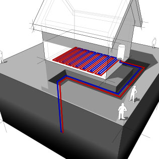 géothermie verticale sur sondes illustration